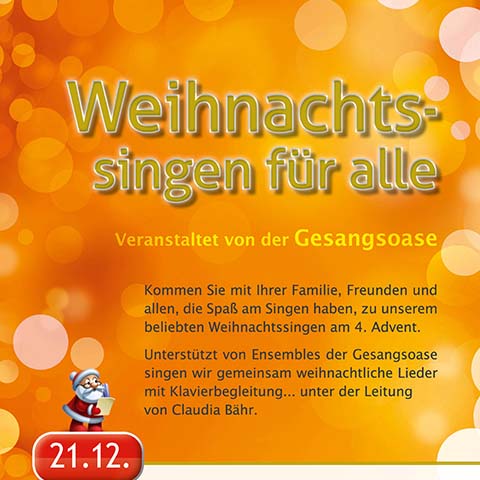 Plakat Gesangsoase Weihnachtssingen 2025